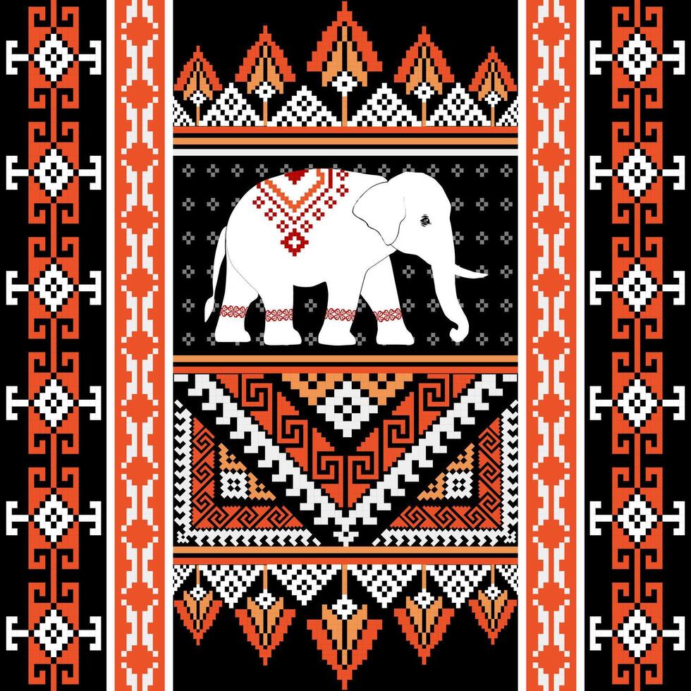 Stylized elephant in tribal pattern vector