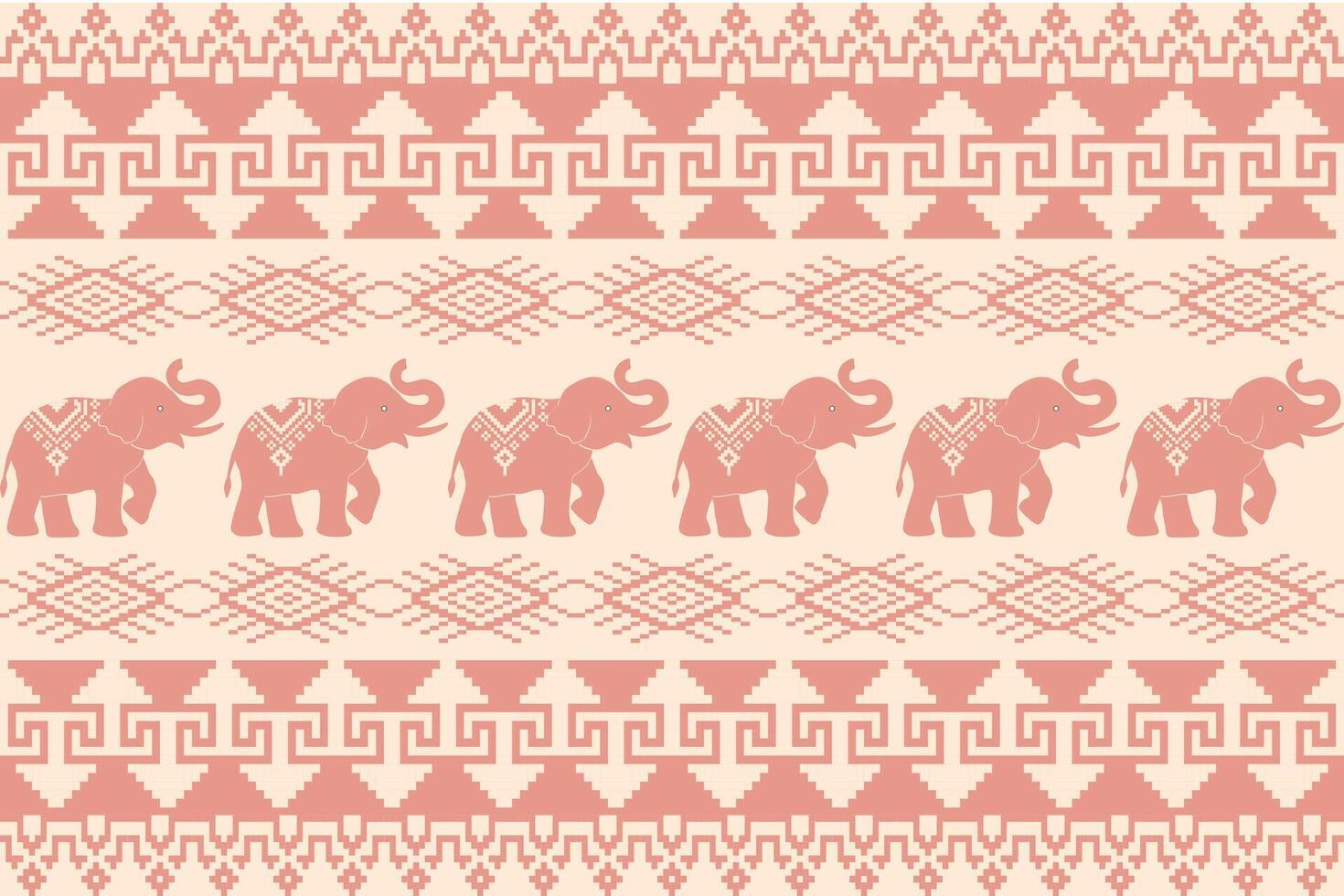 Elephant Tribal Pixel Fabric vector