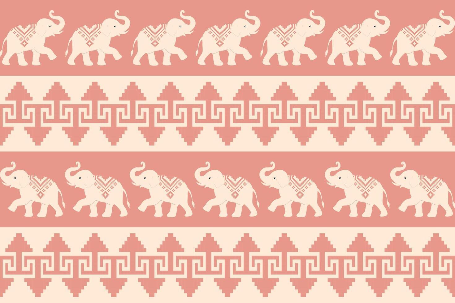 Elephant Pixel Ornament Fabric vector