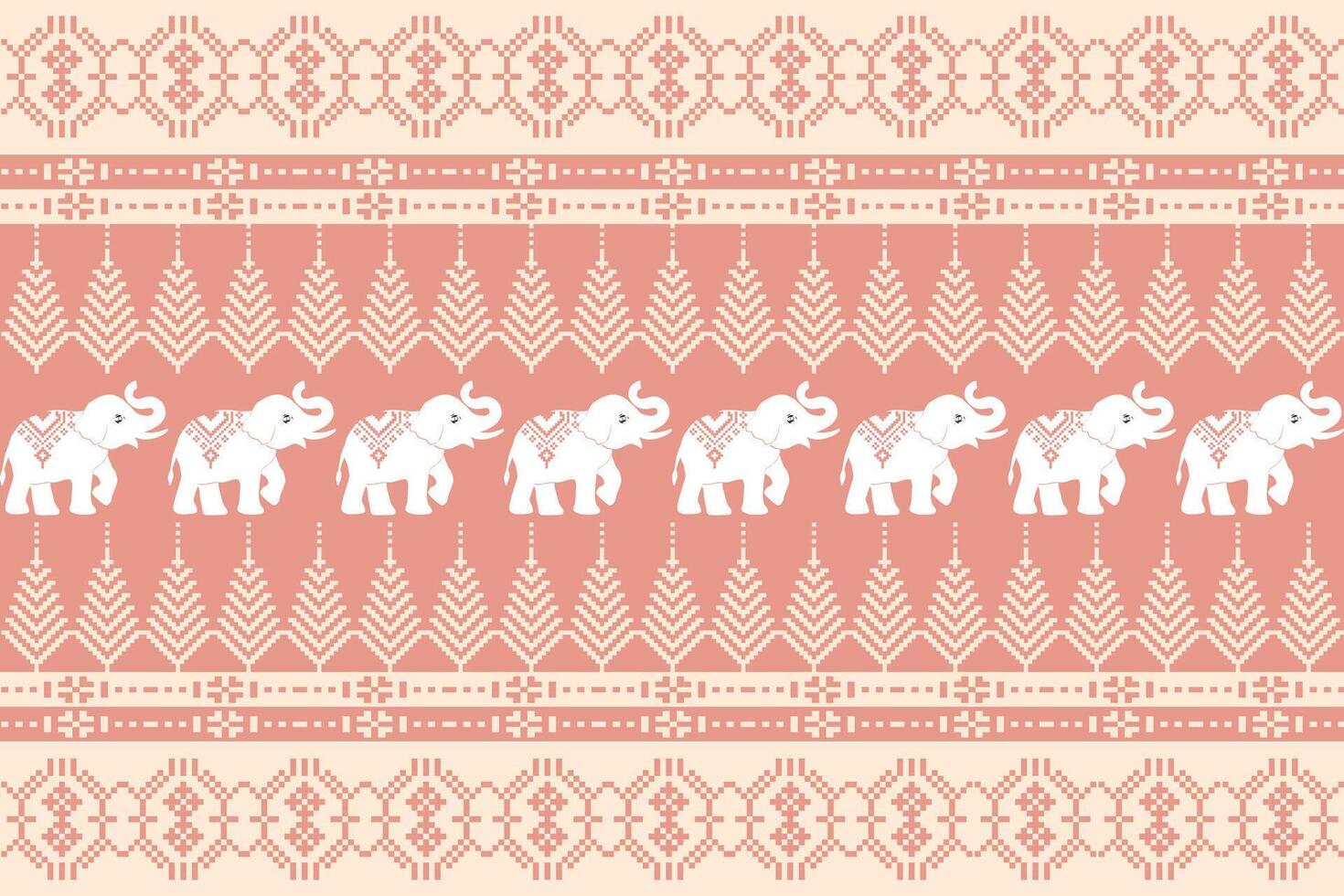 Wildlife Pixel Folk Pattern vector