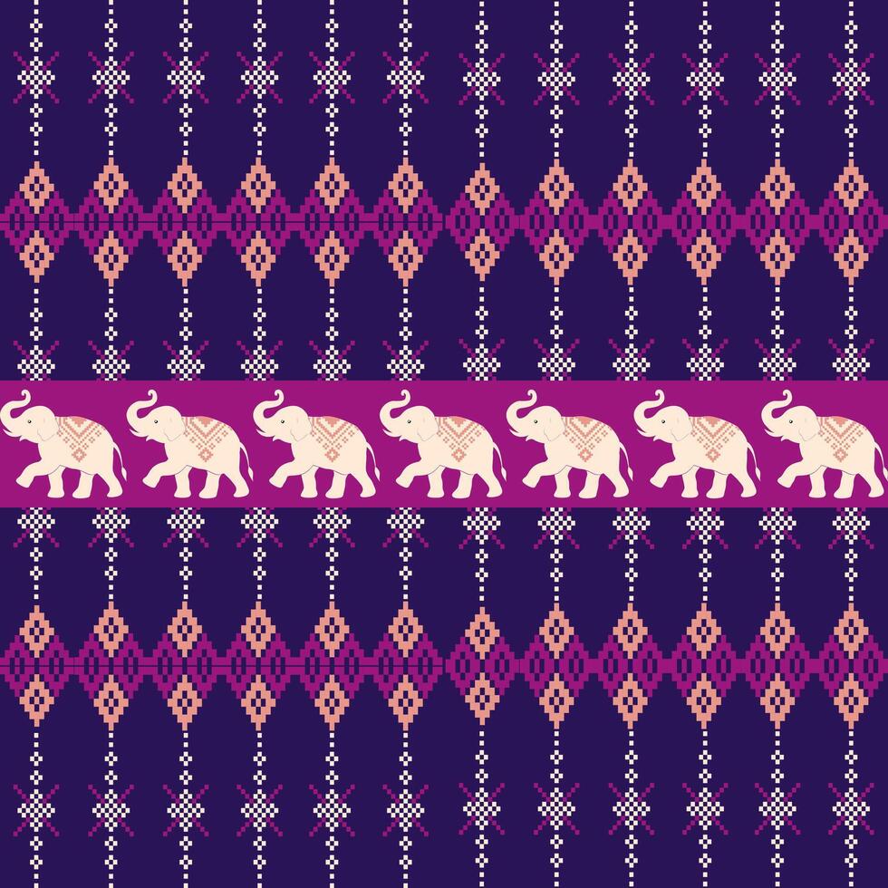 Elephant pattern on purple background vector
