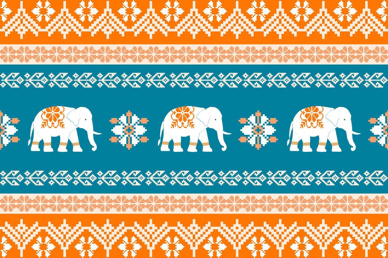Elephant pattern design for textiles vector