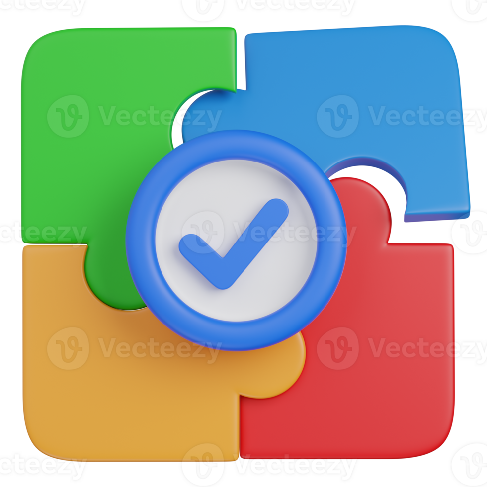 3d render problem solving puzzle icon png