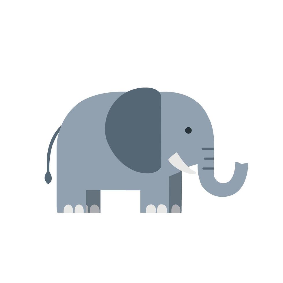 illustration of a cute gray elephant with large ears and a curved trunk. Ideal for content, zoo illustrations, and educational designs. vector