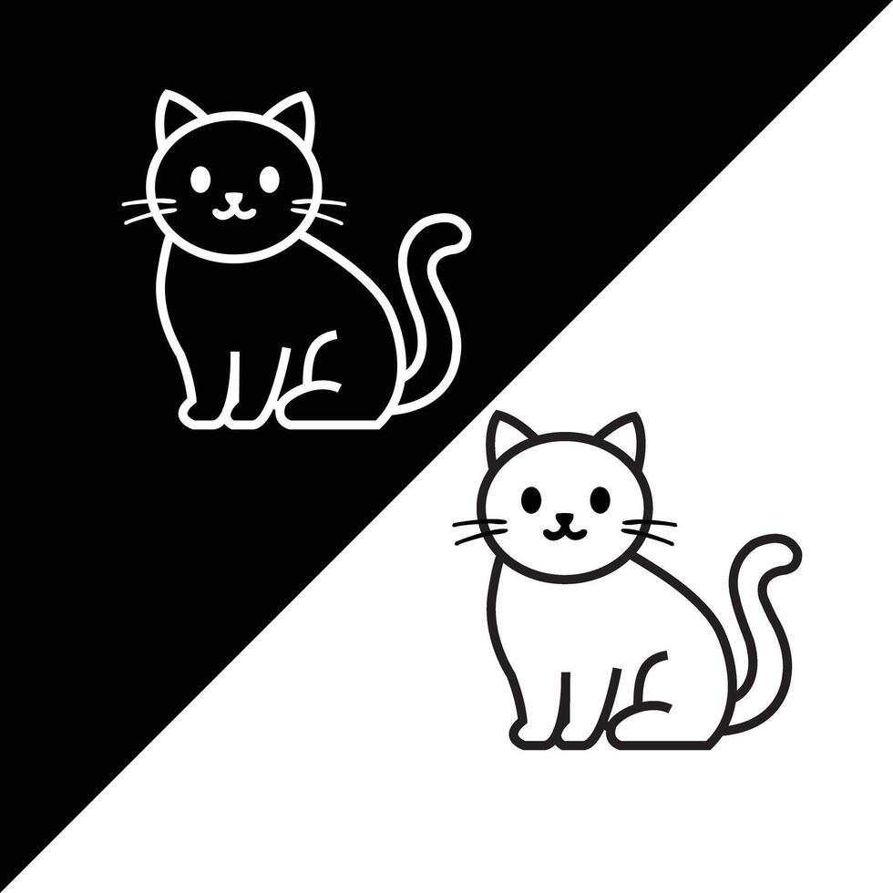 illustration of two cats sitting calmly, one in black and one in white, with a clean diagonal contrast layout. Perfect for logos, prints, and cat-related content. vector