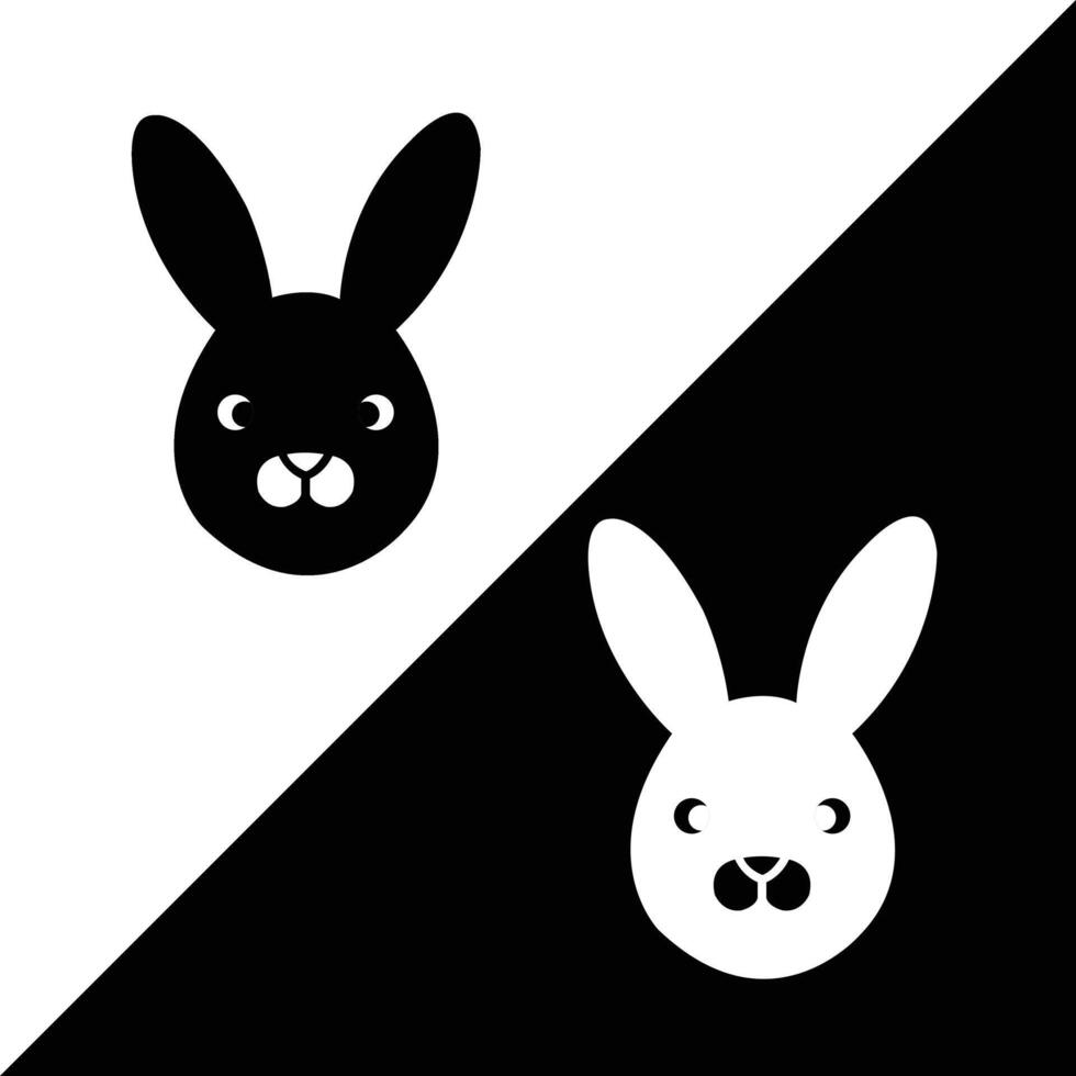 design of bunny faces with emotive expressions in a black and white diagonal layout. Ideal for character sets, sticker packs, or childrens media. vector