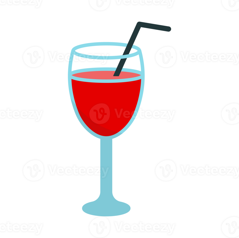 Minimalist Flat Style Wineglass Cocktail Drink With Straw Icon Illustration png