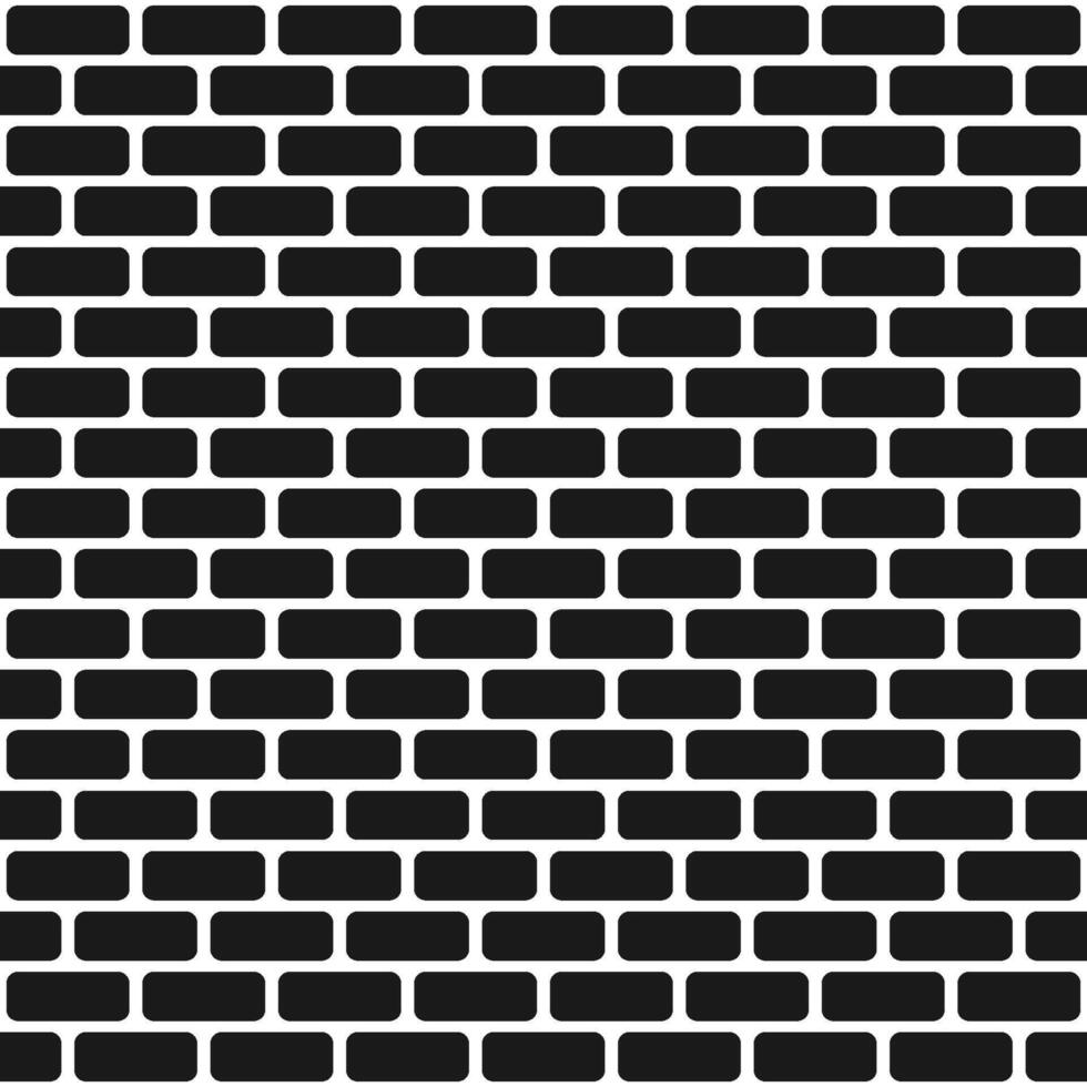 Brick wall seamless pattern. House wall brick stone background. Black wallpaper texture. Building tile surface. Rectangle blocks round corners seamless pattern. Vintage abstract illustration vector