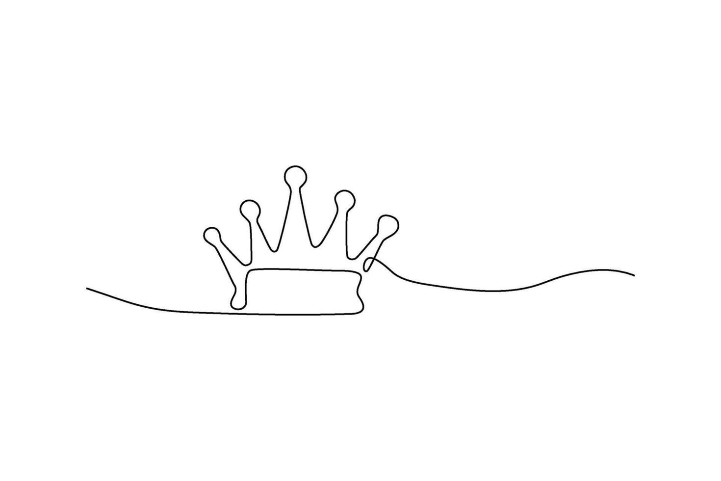 Minimalist crown outline Single continuous line drawing, representing royalty, monarch, and elegant power Symbol of luxury vector