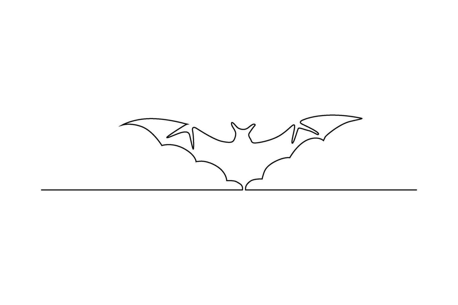 Minimalist art with a bat design, created from one continuous black line Simple and modern illustration with plain background vector