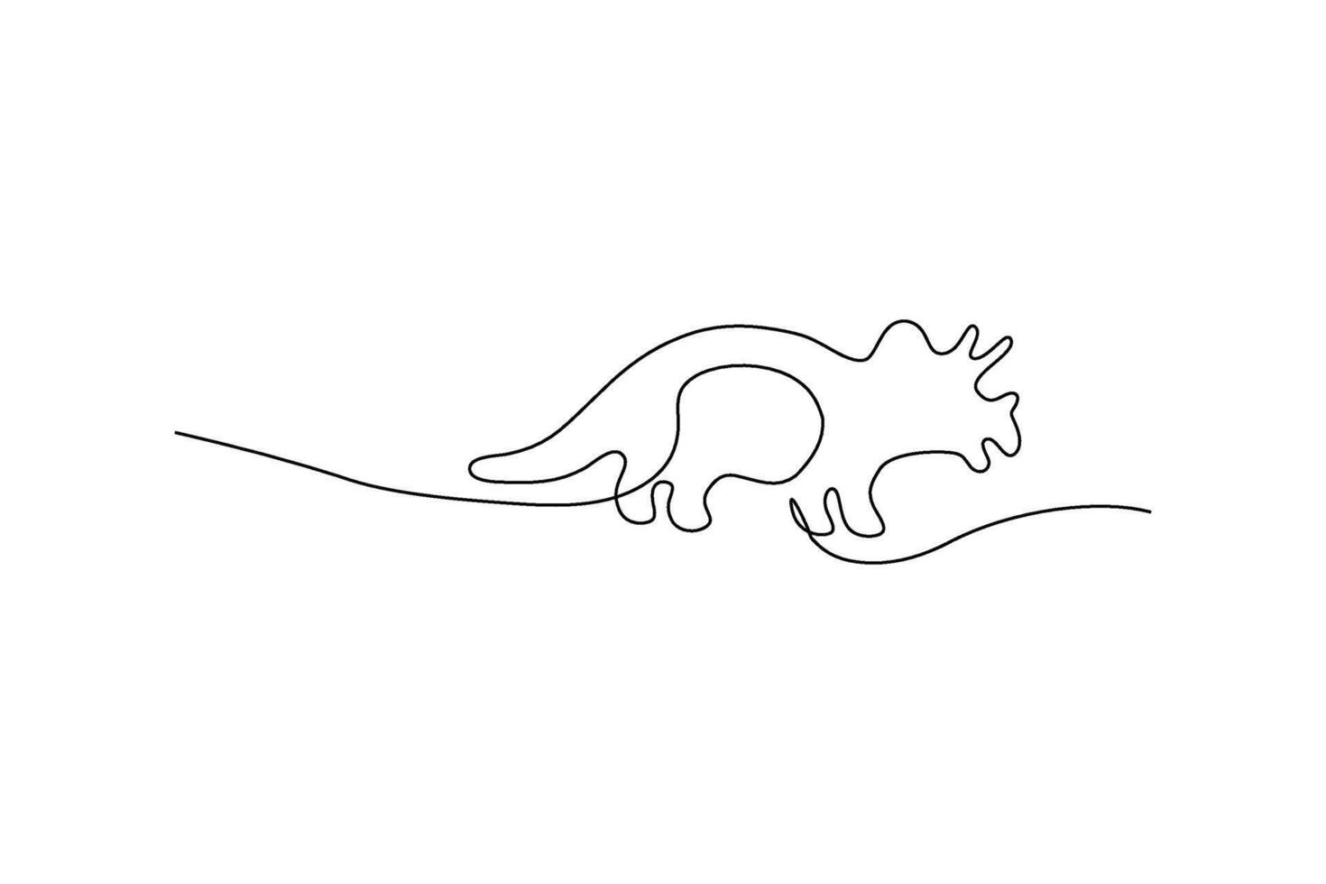 Continuous line drawing of a triceratops Simple, minimalist artwork illustration on white background vector