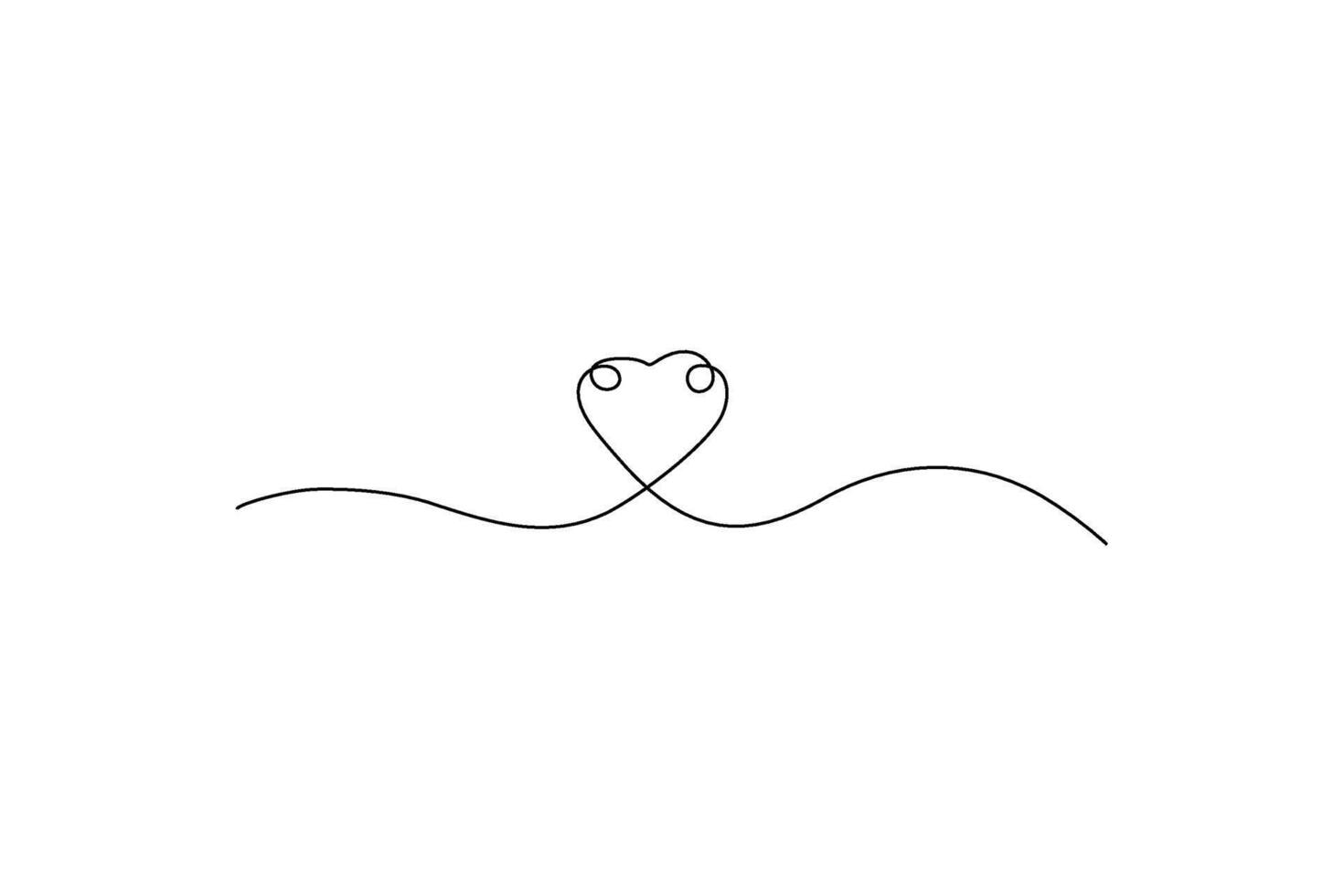 Minimalist line art of a heart shape, with loops Simple love graphic on white vector
