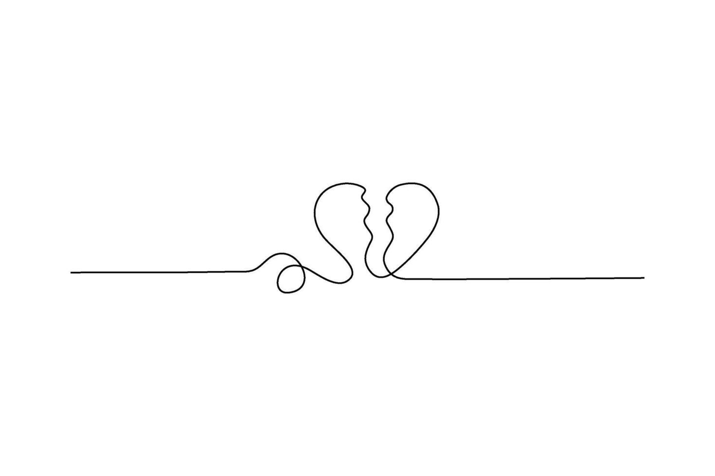 Simple continuous line drawing depicting a broken heart Concept Sadness, loss, and heartbreak vector