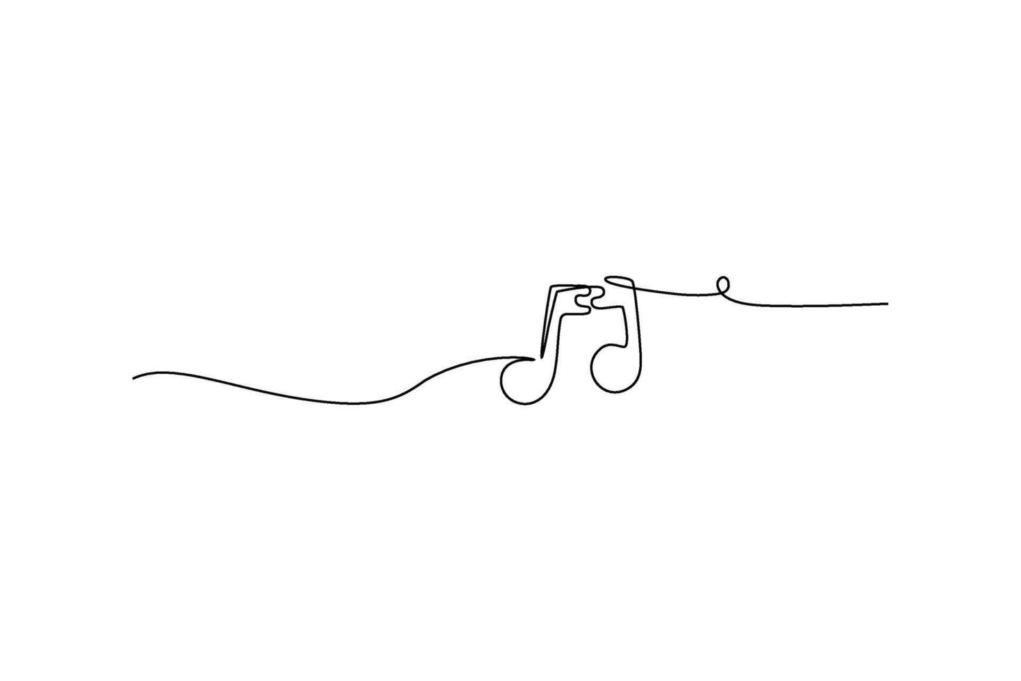 Continuous line art of musical notes on white Simple, minimalist, elegant Music and melody concept vector