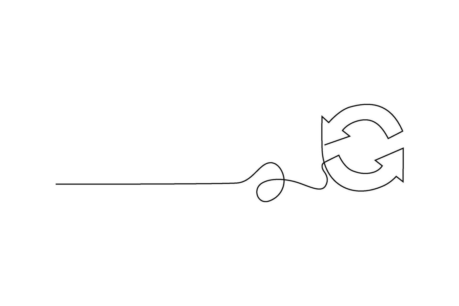 Continuous line drawing of a recycling symbol Abstract design illustrating process Arrows looping vector