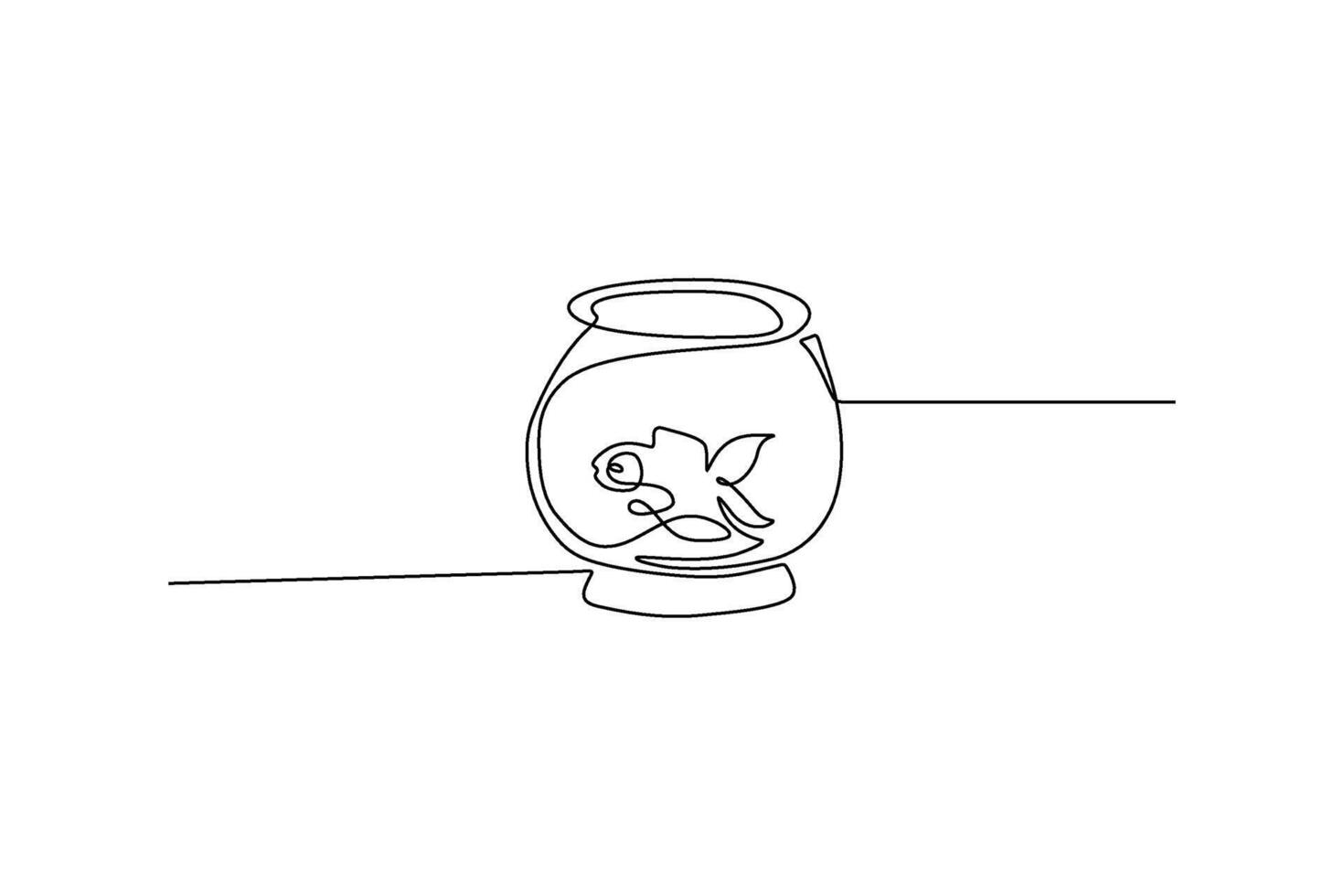 Line art drawing of goldfish in a fishbowl Simple art with clean lines Minimalistic pet art vector