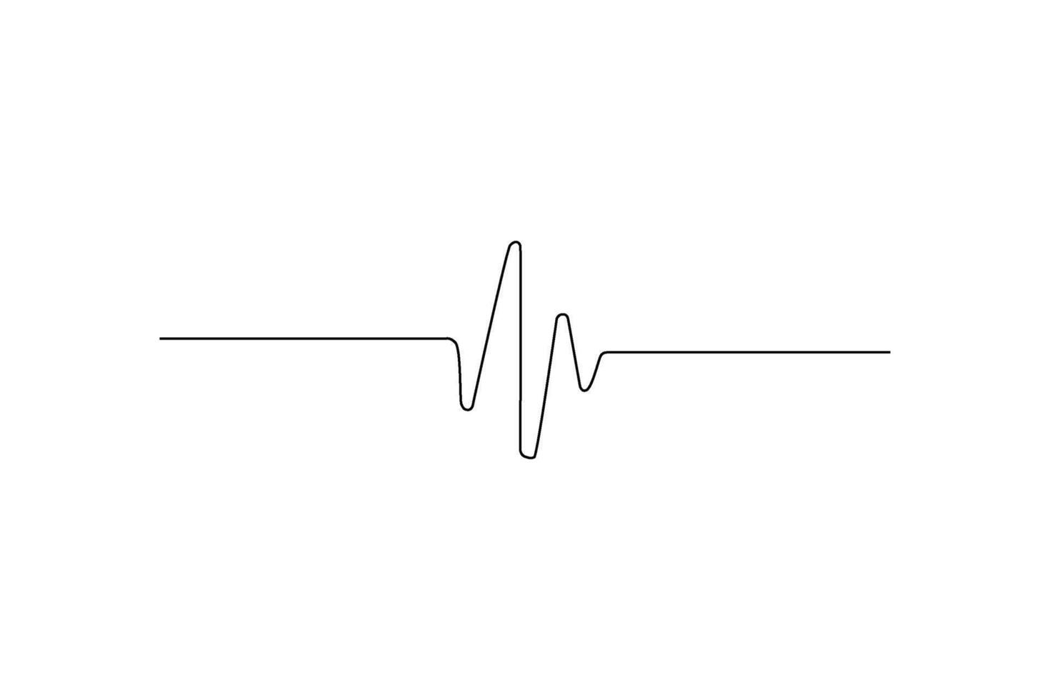Black single line illustrating a waveform, on white background, minimalistic graphic vector