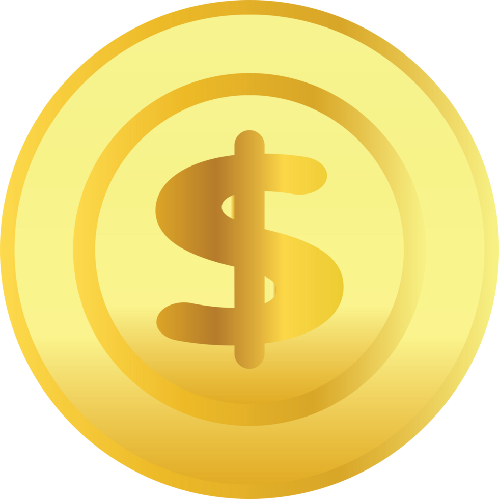 Golden Coin with Dollar Symbol for Financial Concepts and Representation png