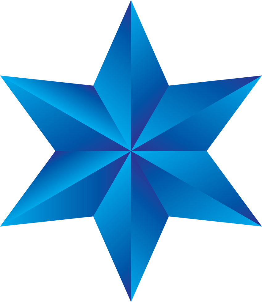 Blue Six-Pointed Star with Geometrical Shapes Design png
