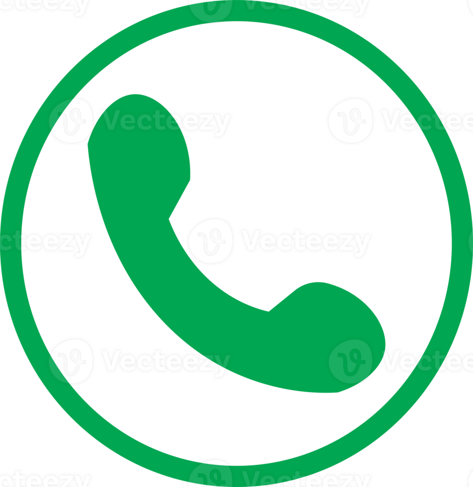 Green Telephone Icon in Circular Frame Representing Communication and Connectivity. png