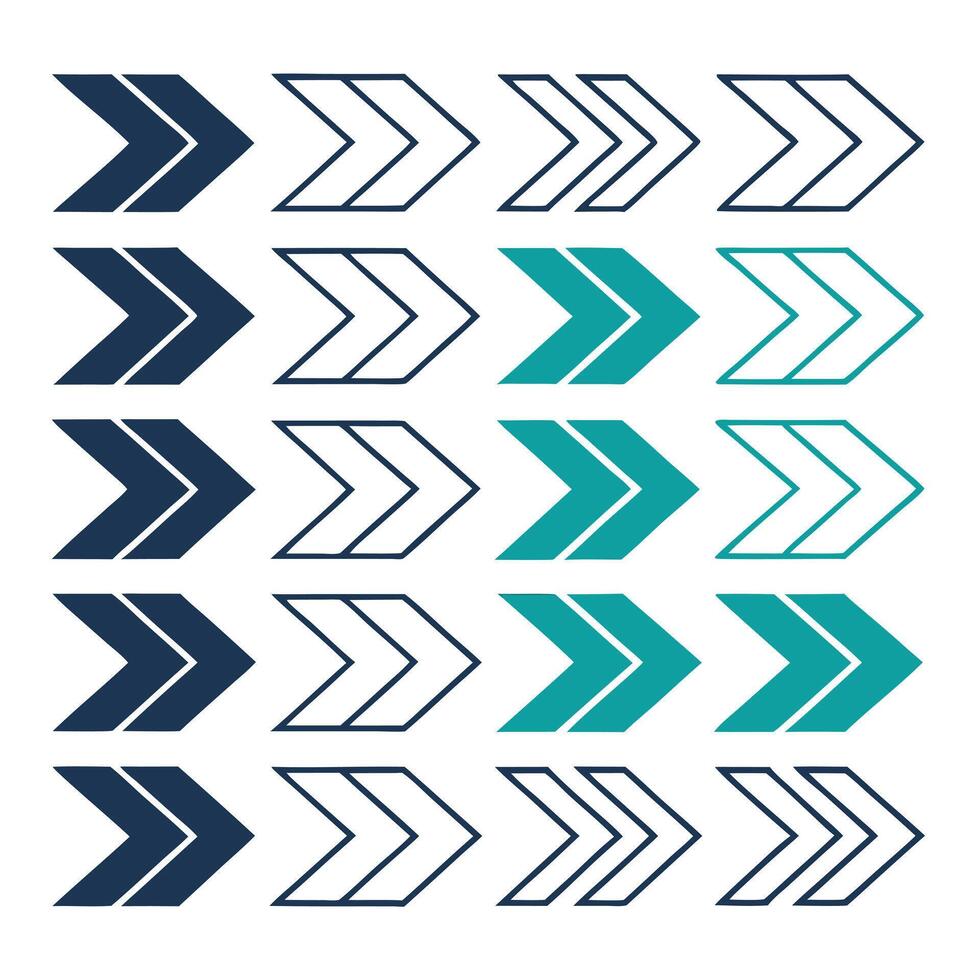 Collection of chevron arrows in blue and teal vector