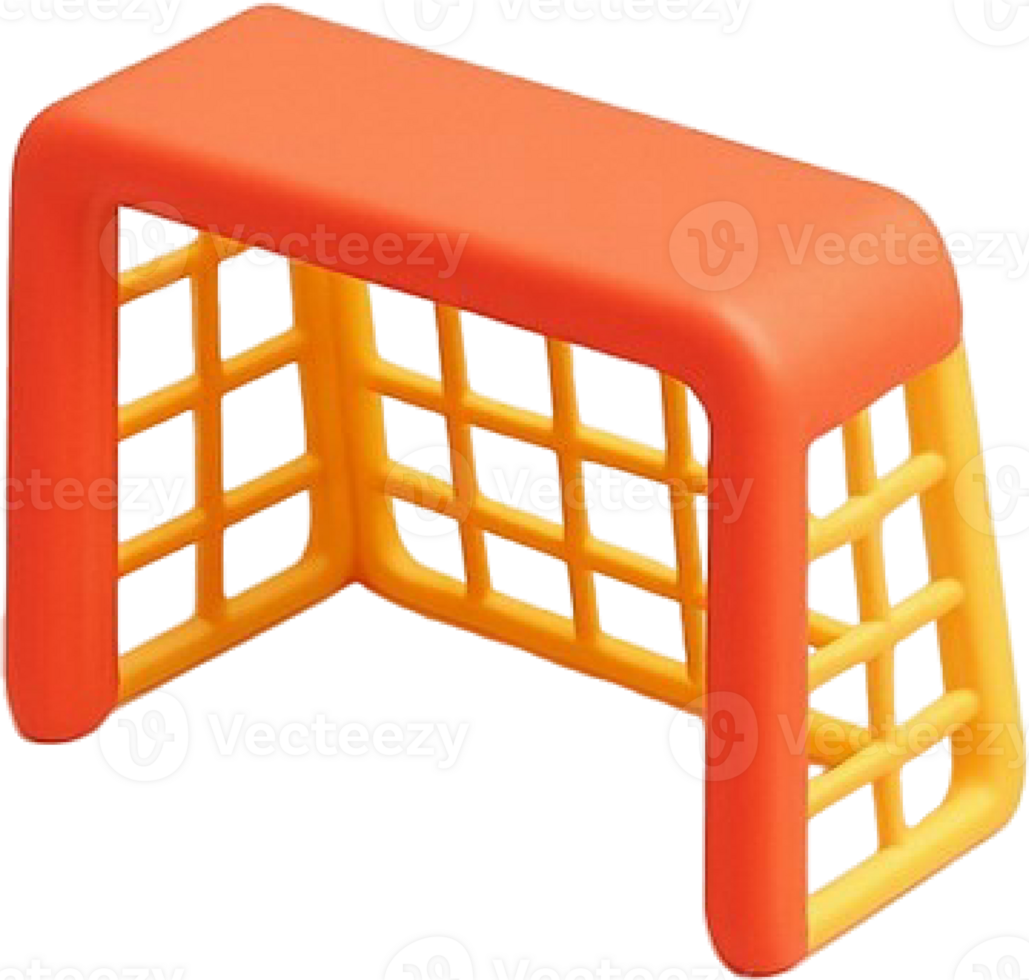 Orange and Yellow Plastic Toy Soccer Goal with Netting Detail. png