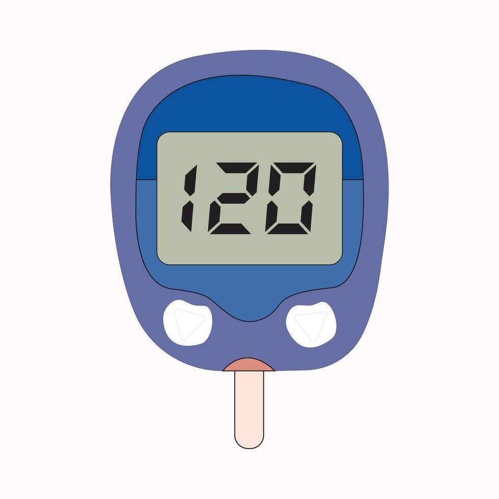 Blood glucose monitor showing 120 mg/dL vector