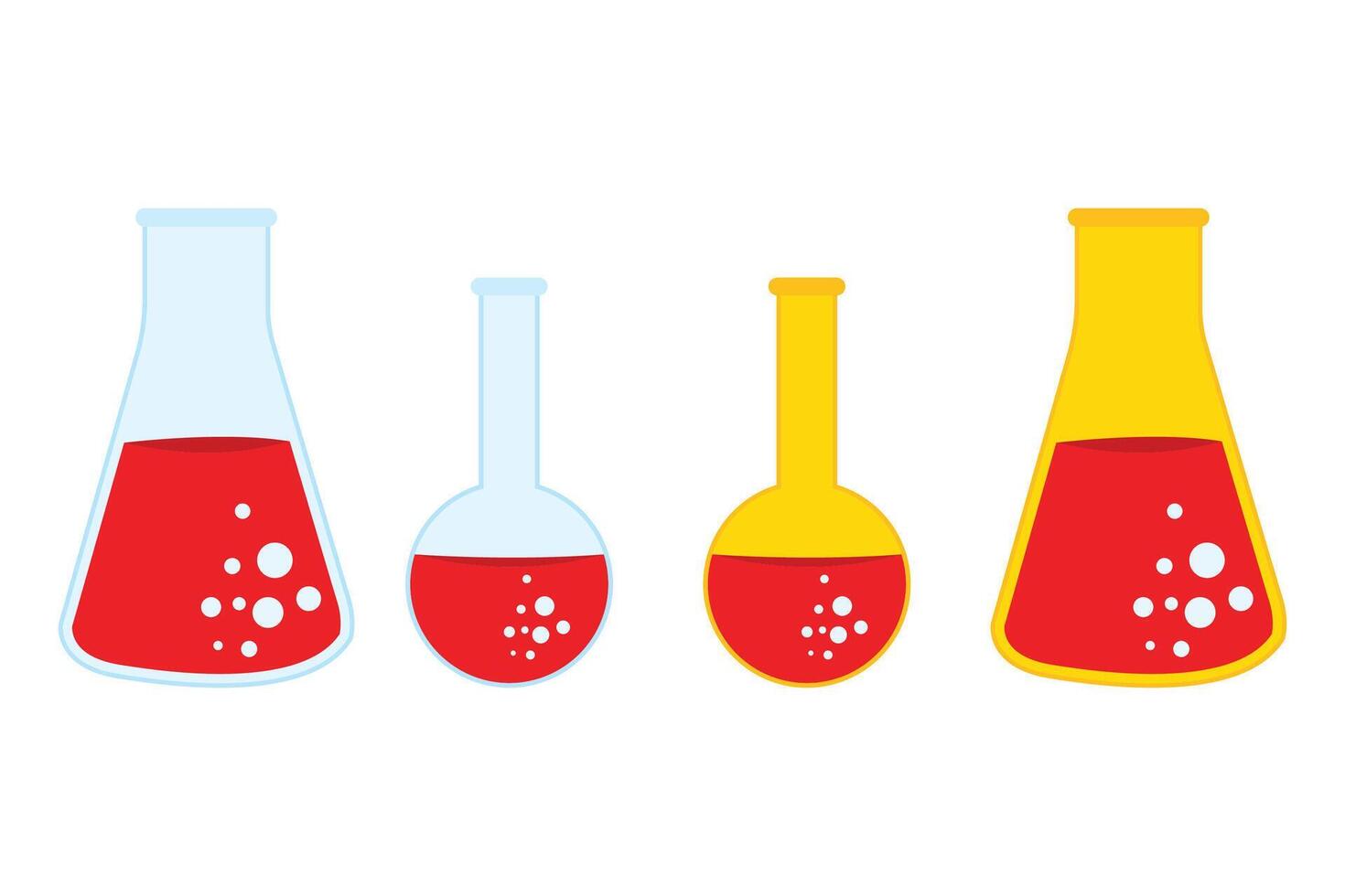 Laboratory glassware with red liquid vector