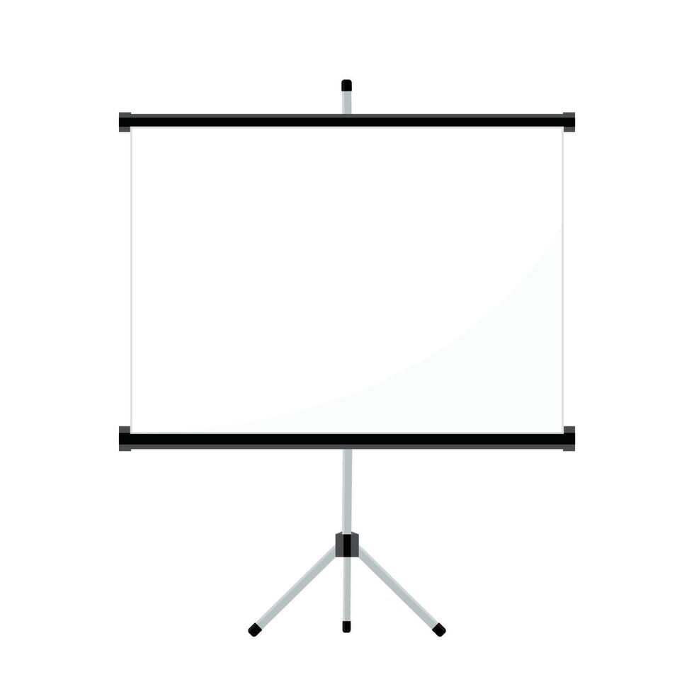 An empty projector screen on a tripod vector