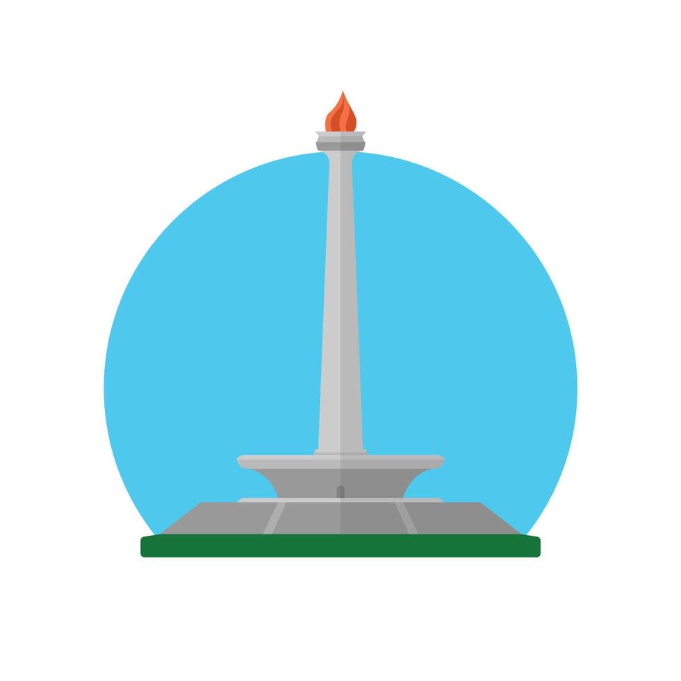The Monas monument is a white tower with a golden flame on top vector