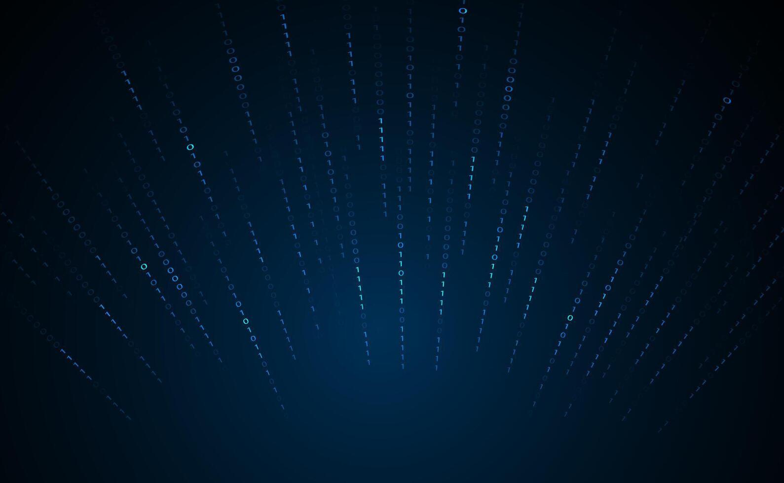 Futuristic digital background with radiant lines and glowing patterns, creating a sense of depth and motion in a high-tech environment.number system with only two symbols, 0 and 1, which are scattered vector
