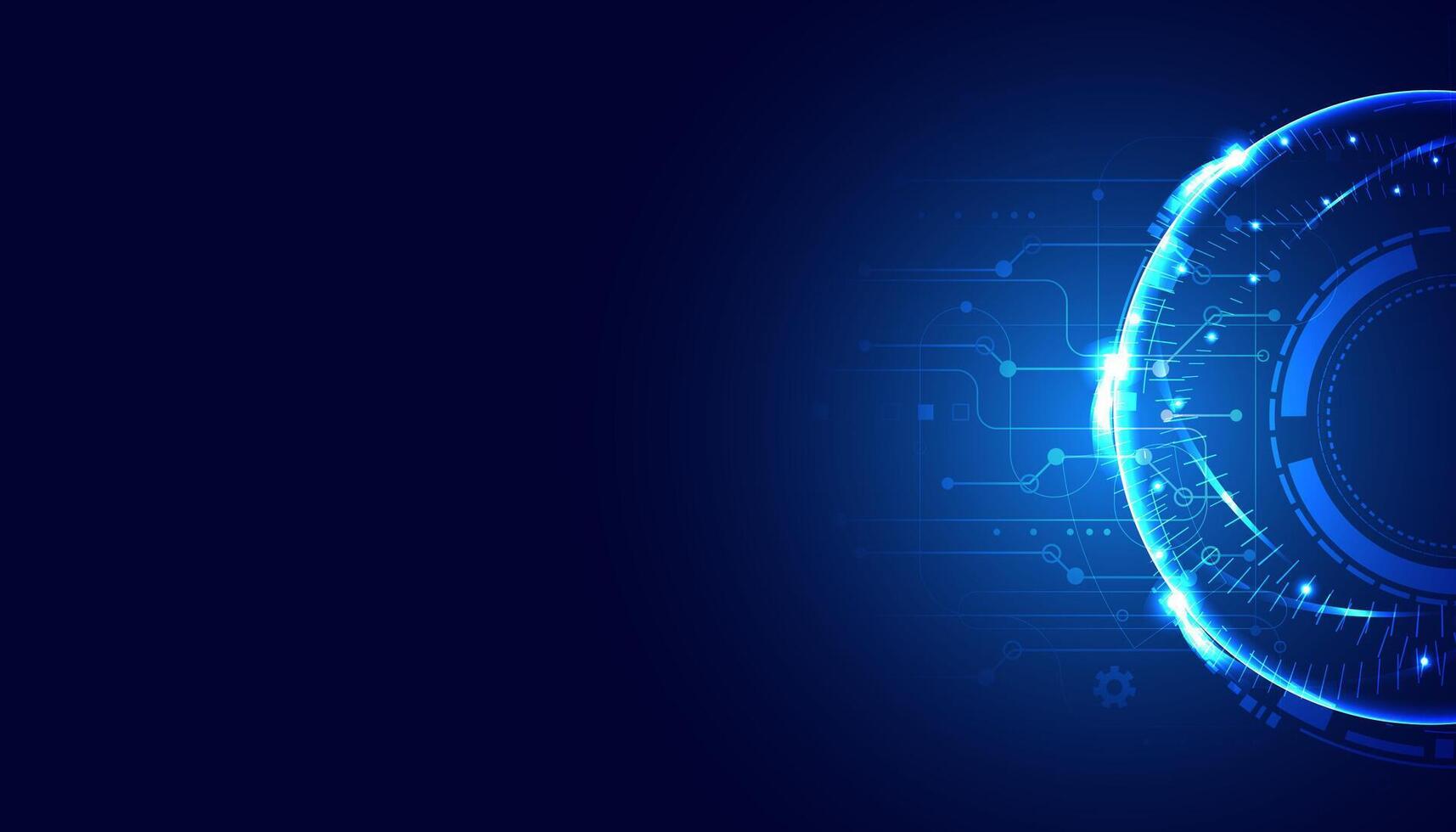 circle digital cyber security fingerprint connection and communication futuristic on blue background. vector