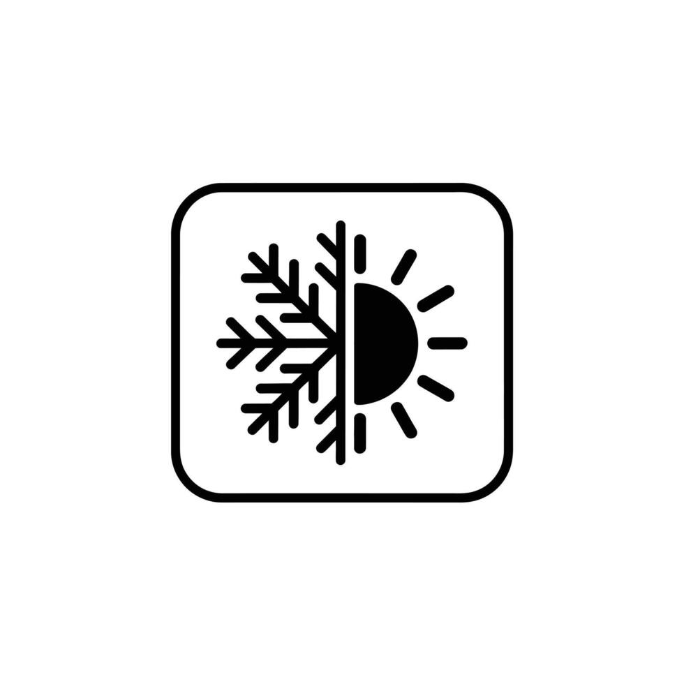 Climate Control Icon Featuring a Snowflake and Sun Inside a Square vector