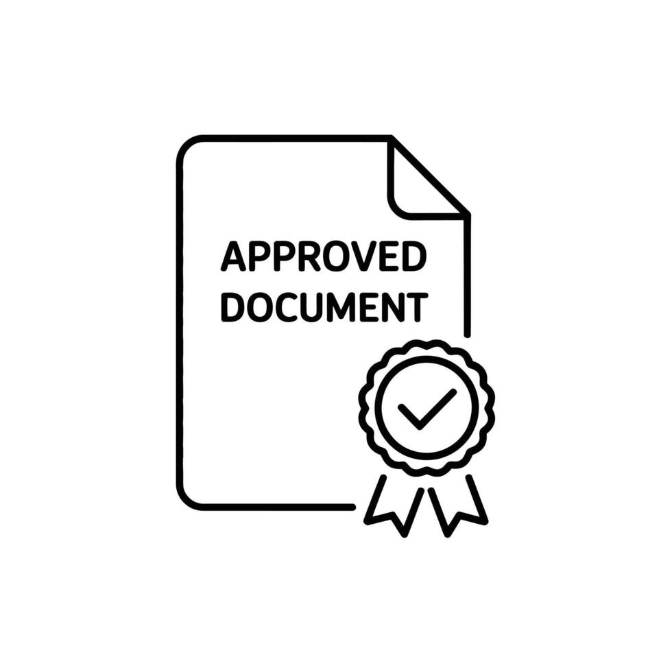 Approved Document Icon Depicting a Paper with a Checkmark Badge Symbolizing Official Approval vector
