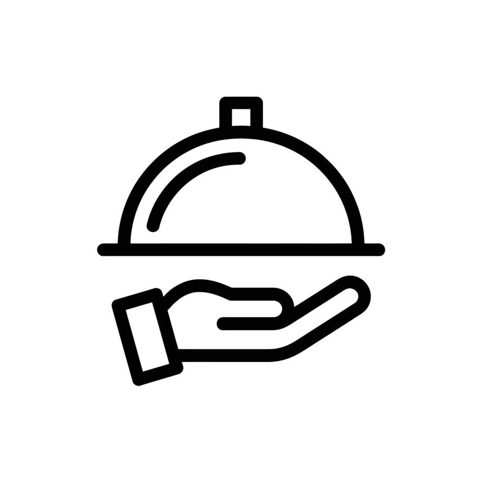 Elegant Service Icon Presenting a Covered Dish on a Hand Food Service Concept vector