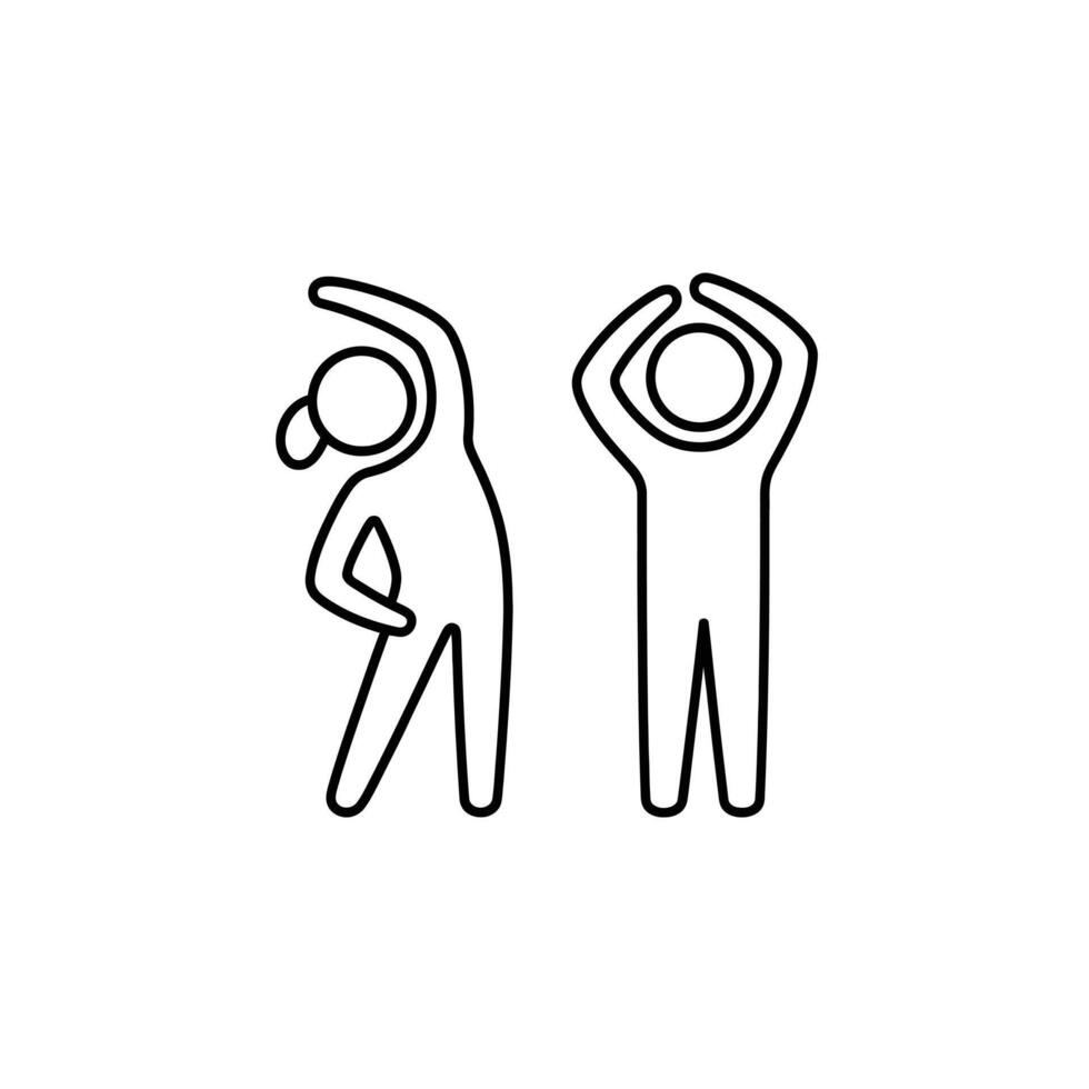 Simple Line Art Depicting People Exercising and Stretching Body vector