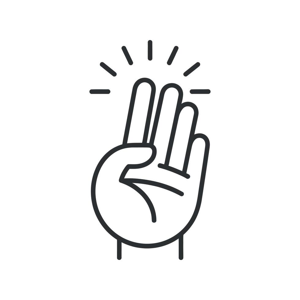 Three Fingers Pointing Up Icon Hand Gesture Symbol for Counting Enumeration and Emphasis in Digital Communication vector