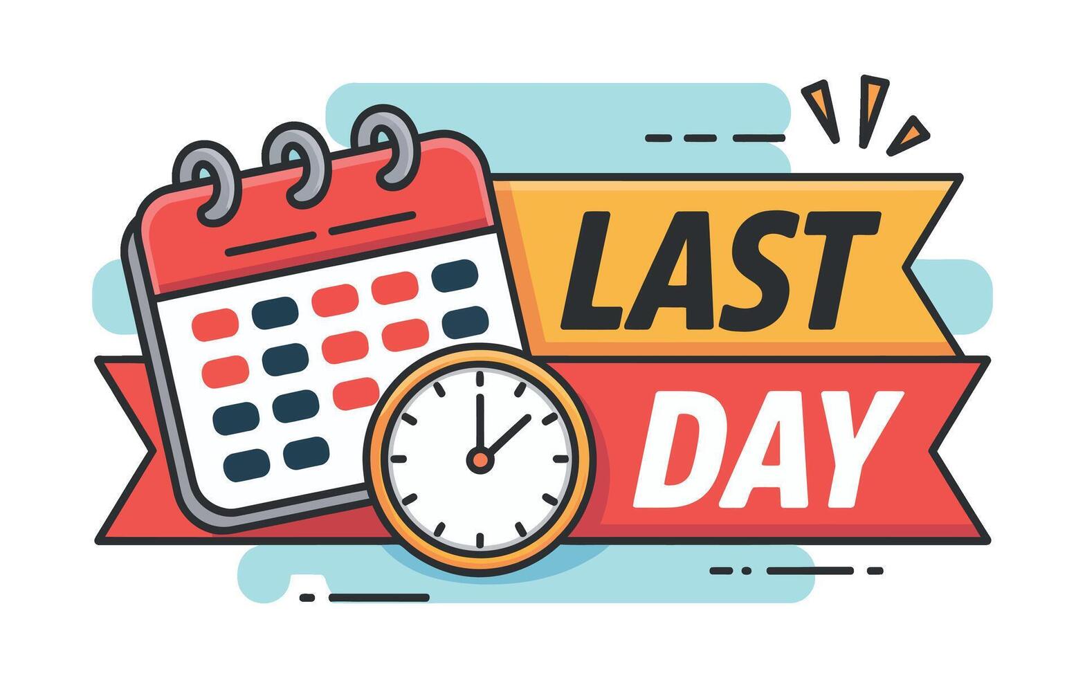 Urgent Last Day Reminder with Calendar, Clock, and Ribbon Design on Transparent Backdrop for TimeSensitive Promotions vector