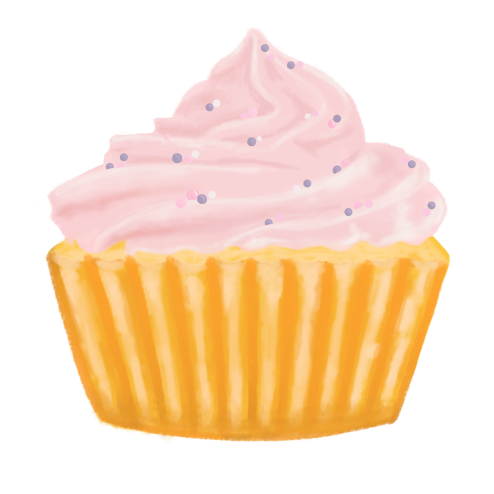Cupcake art with sprinkles on top on a transparent background png