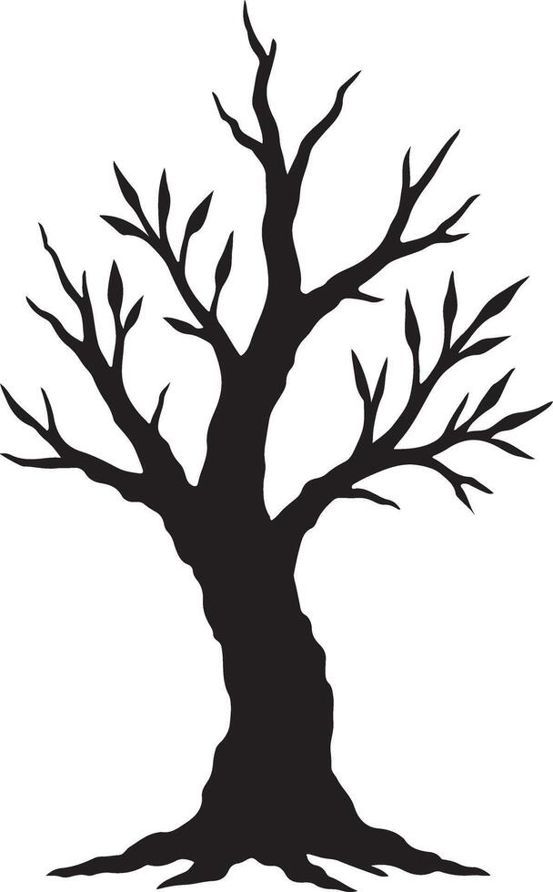 Majestic, Leafless Silhouette of a Lone Tree in a Haunting, Isolated Landscape - Professional digital artwork with vibrant colors and detailed composition vector