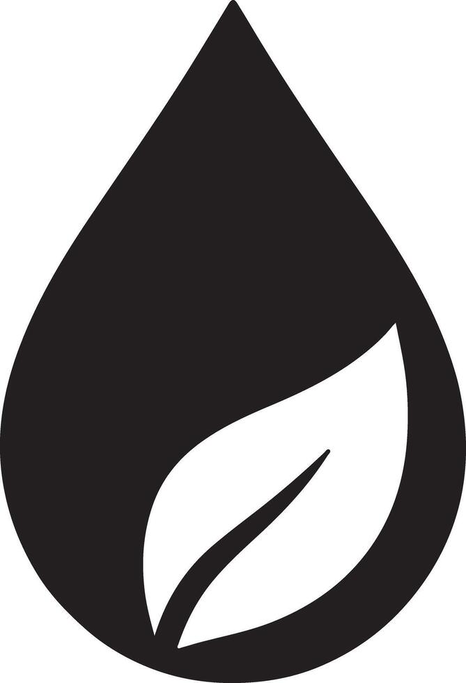 Serene Black Water Drop with an Eco-Friendly Leaf Design A Symbol of Natural Purity and Sustainable Living vector