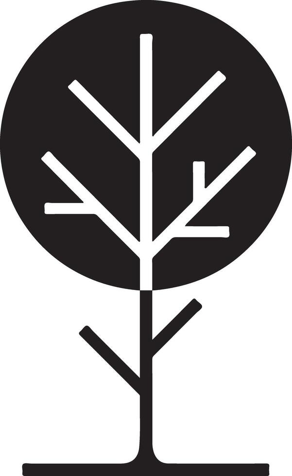 Simple Black and White Minimalist Tree Icon A Symbolic Representation of Growth, Nature, and Life against a White Background vector
