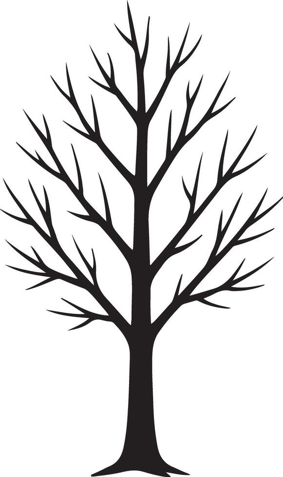 Stark Silhouette of a Leafless Tree in Winter A Simple, Elegant Black and White Illustration vector