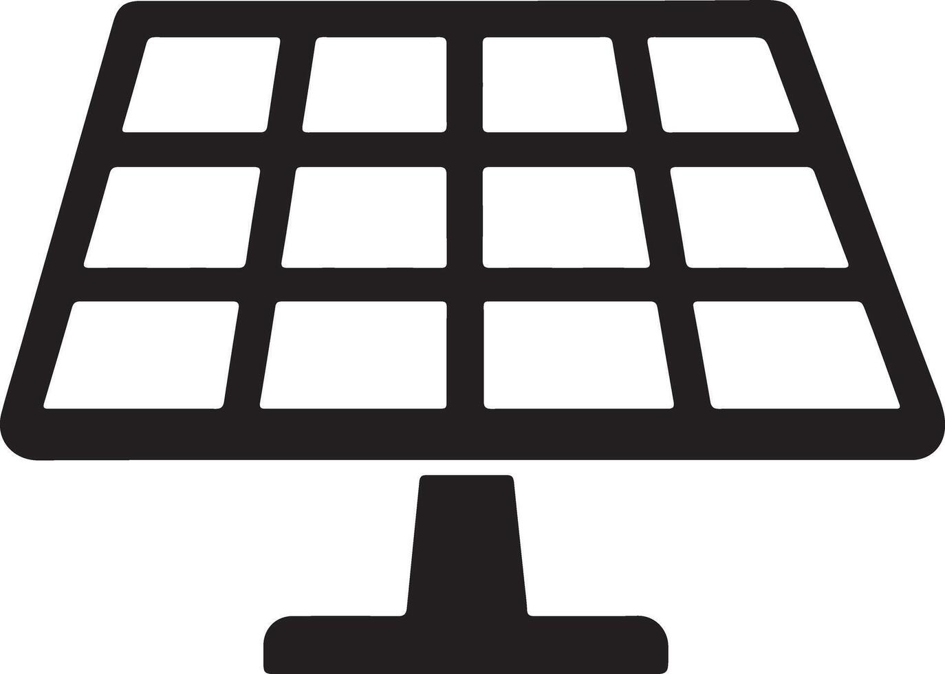 Simple Black and White Illustration of a Solar Panel Generating Clean Energy in a Modern Setting vector