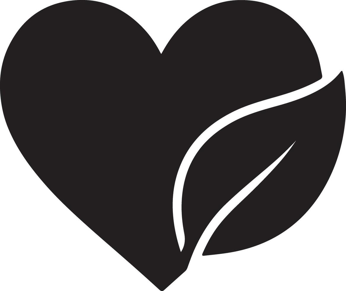 A Black Heart Embracing Green Leaves Eco-Friendly Love Symbol, Sustainable Lifestyle Graphic Design - Professional digital artwork with vibrant colors and detailed composition vector