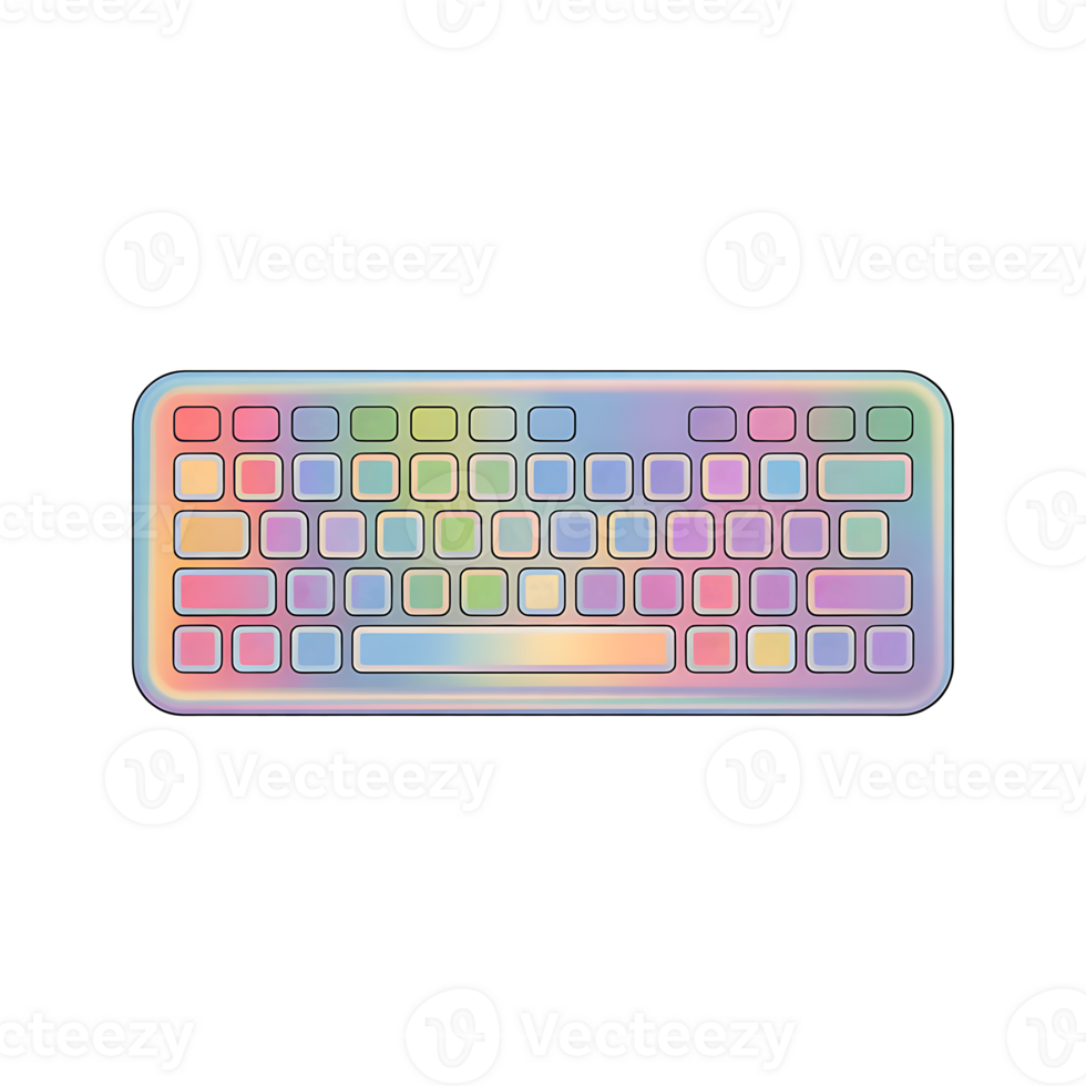 Holographic 3D Keyboard On Transparent Background png