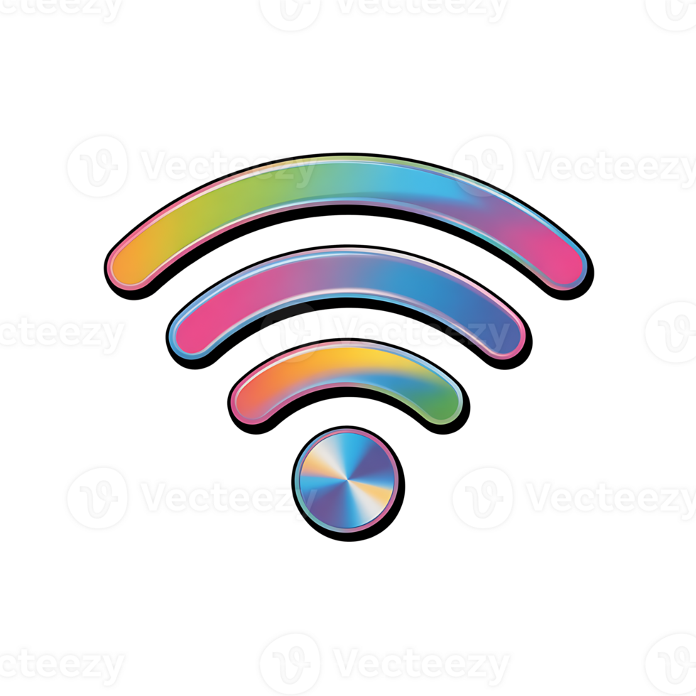 Holographic 3D Wifi Icon On Transparent Background png