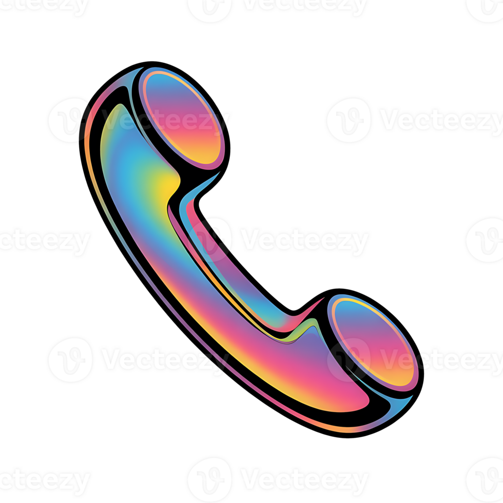Holographic 3D Telephone On Transparent Background png