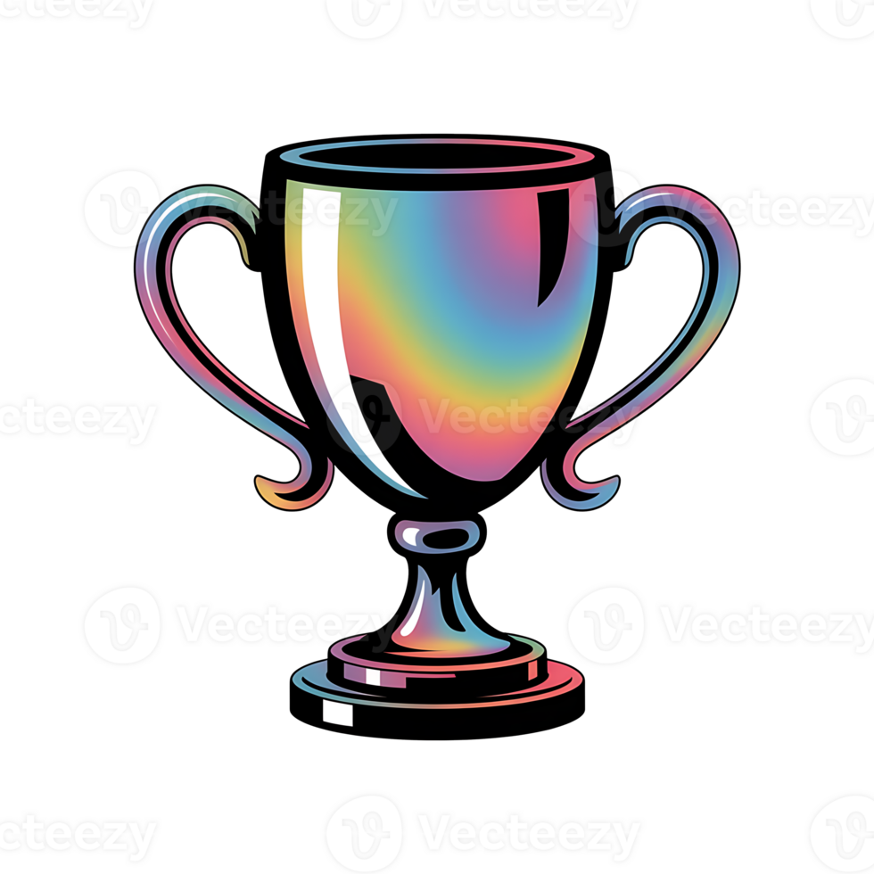 Holographic 3D Trophy On Transparent Background png