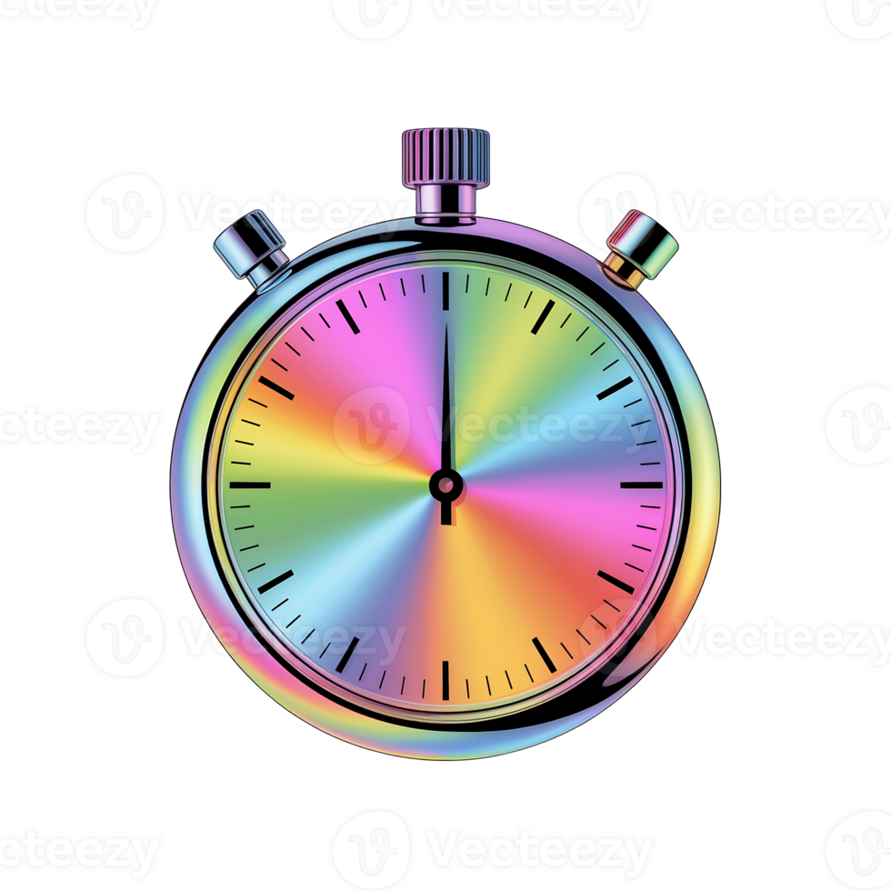 Holographic 3D Stopwatch On Transparent Background png